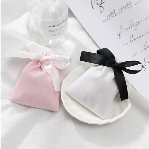 50PCS Velvet Gift Bag Drawstring Pouches Jewelry Packaging Makeup Lipstick Storage Sack For Birthday Wedding Party Custom Logo