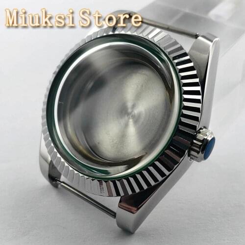 Bliger 40mm sterile silver stainless steel watch case fit ETA 2836, Miyota 82 series, NH35 36, Mingzhu DG 2813 3804 movement