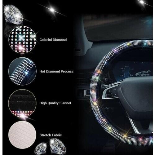 Crystal Car Steering Wheel Cover Flannelatte Breathable Non Slip Soft Auto Steering Cover For BMW Mercedes Golf SUV Styling