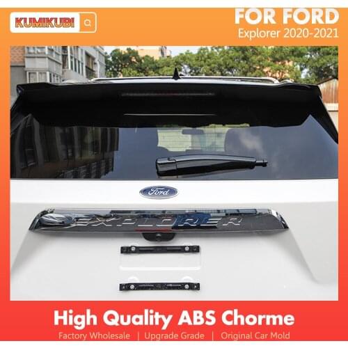 For Ford Explorer 2020 2021 Carbon Fiber / ABS Chrome Wiper Cover Exterior Rear Windshield Window Windscreen Rain Wiper Cover