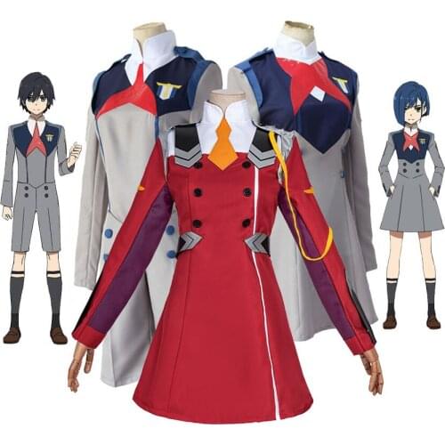 DARLING in the FRANXX Zero Two HIRO ICHIGO MIKU KOKORO School Uniform Anime Cosplay Costume Set Halloween Suit Outfit Wig shoes