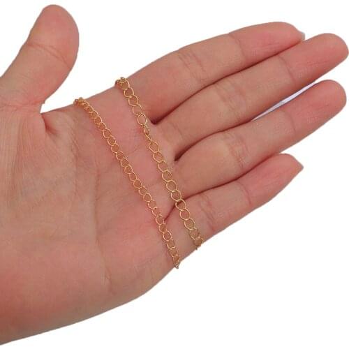 1M Long 3mm 4mm Round Loops Link Chain For Jewelry Making Plated 18K Gold Brass Chains DIY Necklace Bracelets Earrings Supplies