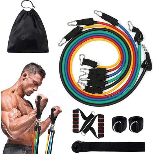11 in 1 Stretch Resistance Bands Training Exercise Band Yoga Tube Gym Pull Rope Rubber For Fitness Training Pilates Home Workout