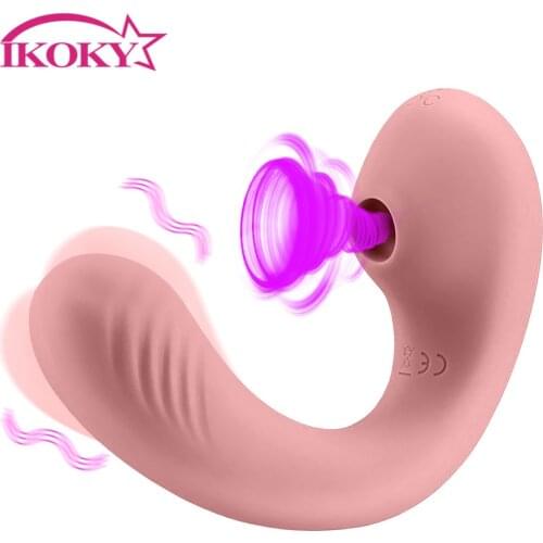 IKOKY 10 Speeds Double Vibration Vagina Sucking Vibrator for Women Stimulate G spot Vagina Clitoris Sex Toys Female Masturbator