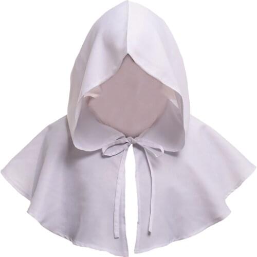 Adult Retro Medieval Costume Hooded Short Cloak Solid Color Lace Up Neck Tie Halloween Cape Witch Wizard Cosplay Party Props#g3