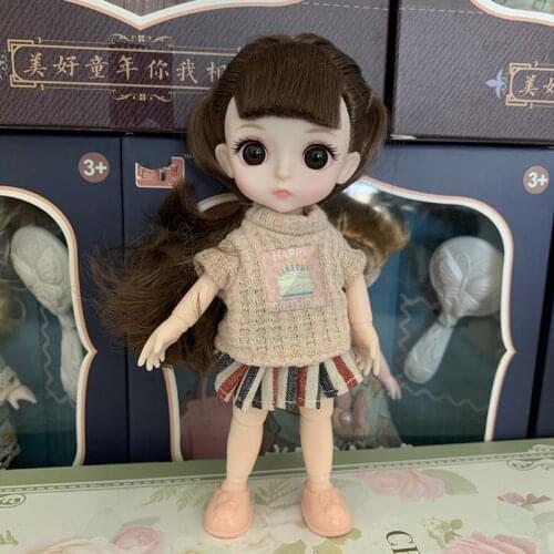 New 16cm 1/12 Mini Cute BJD Doll 13 Movable Joints Doll Girls Princess Dress Up DIY Toy Doll with Clothes Kids Birthday Gift
