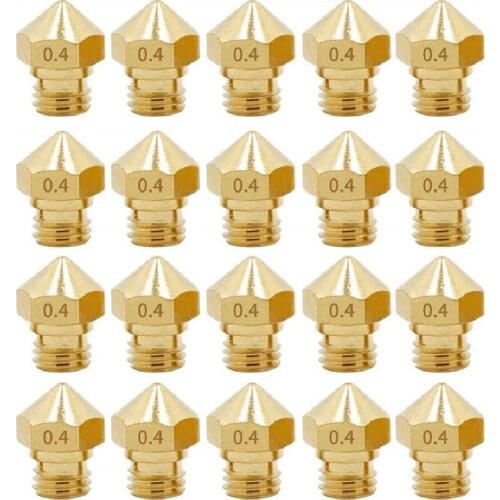 MK10 M7 Nozzle for 3D Printer 20PCS Brass Extruder Head Hotend Nozzles 0.4mm, fit 1.75mm Filament Wanhao Dupicator D4/I3/Dremel