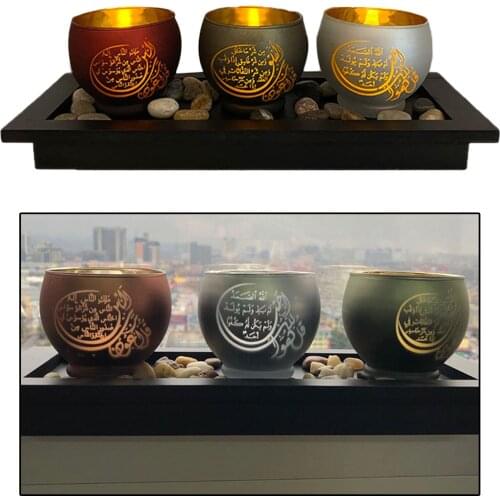 Set of 3 Glass Candle Holder Candlestick Stand Coffee Table Centerpiece Living Room Dinner Ornament