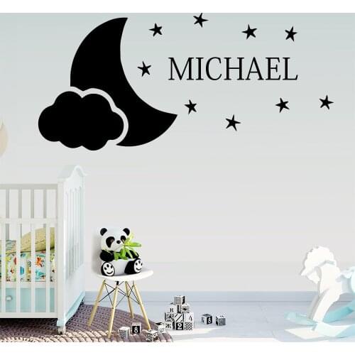 Hot Moon Custom Name Wall Stickers Lover Home Decoration Accessories For Home Decor Living Room Bedroom Wall Decoration Murals