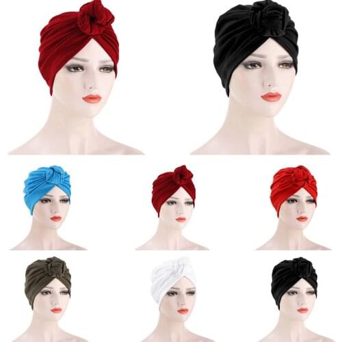 2021 New Fashion Bandanas Women Turban Muslim Hat Twist Hijab Bonnet Cap Adult Chemo Hat Knot Twist Turban Headbands Muslim Cap