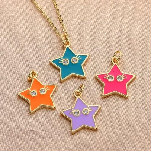 2021 New Five-Pointed Star Pendant Fashion Cute Eyes Simple Sweet Necklace For Woman Girly Temperament Gift Banquet