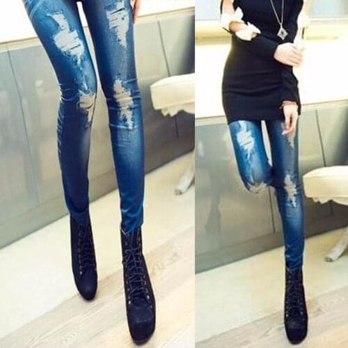 Newest Fashion Women Stretchy Skinny Jeggings Vintage Distressed Tights Denim Jeans Slim Pants Hot B2