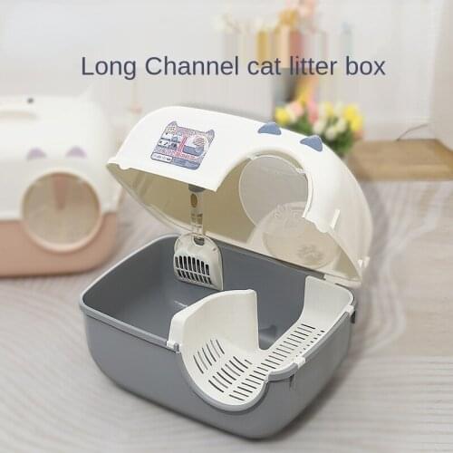 New Fully Enclosed Cat Toilet Long Channel Sand Leakage Corridor Cat Litter Box Furniture Pet Products