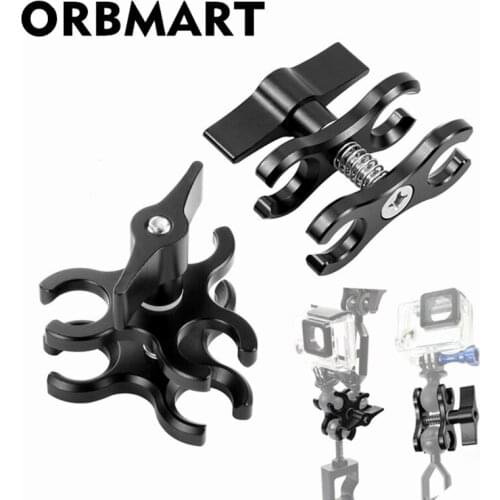 ORBMART Upgraded Version 3 Holes Butterfly Clip Diving Bracket Monut Skeletons Sport Camera Accessory Lamp Arm Ball Head Clamp