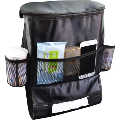 Car Seat Back Organizer, Auto Back Seat Hanging Bag Multi- Pocket Travel Storage Cooler Bag Heat-Preservation with Mesh Pockets