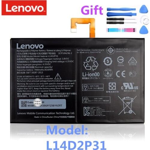 Original l14d2p31 7000mAh 26.6Wh Original L14D2P31 Battery For Lenovo Tab 2 A7600-F A10-70F Tab2 A10-70 A10-70L Battery