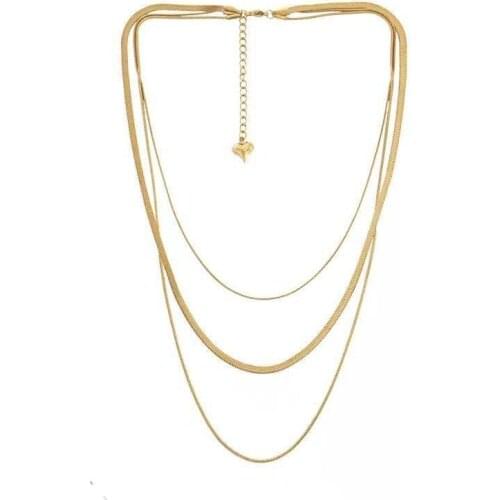 Titanium With 18K Gold Sanke Chain Necklaces Women Stainless Steel Jewelry Designer T Show Runway Rare INS Japan Korean