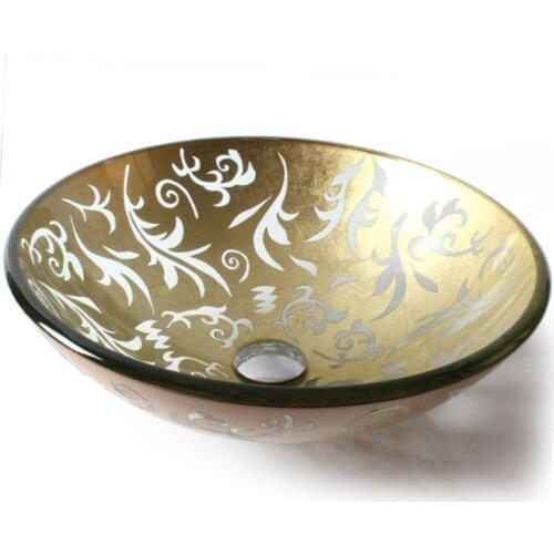 Strength Business Carving Glass Art Basin Small Apartment Bathroom Wash Basin round bathroom sinks tempered glass sink