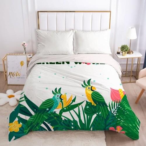 Luxury Duvet cover Quilt/Blanket/Comfortable Case Single Double Queen King Bedding 140x200 240x220 240x260 nodic Green parrot