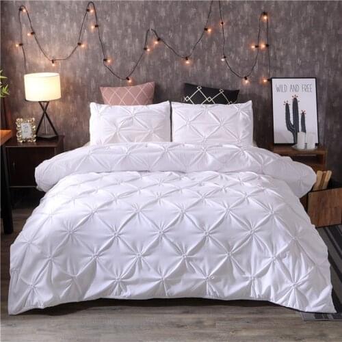 Deluxe Bedding Set Triple Pleated Solid Color Simple Duvet Cover with Pillowcase No Sheets Queen King 2/3PCS Home Fabric
