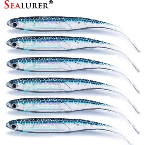 SEALURER Soft Lure 6pcs/lot 2.6g/90mm for Fishing Shad Fishing Worm Swimbaits Jig Head Soft Lure Fly Fishing Bait Fishing Lures