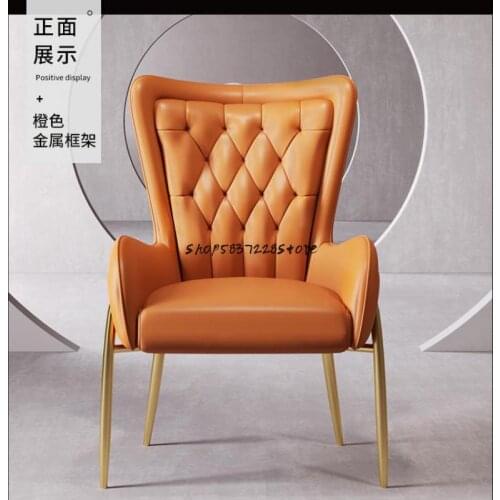 Nordic Light Luxury Dining Chair Modern Simple Leisure Family Living Room Desk Chair Net Red Iron Back Makeup Chair