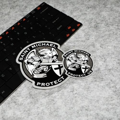 GalonDeco Saint Michael Protect Us Reflective Sticker for Car Motorcycle Fuel Tank Cap Car Stickers and Decals