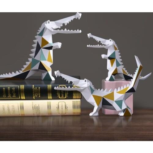 [HHT] Nordic Modern Geometric Crocodile Animal Desktop Ornaments Office TV Cabinet Contrast Color Cartoon Crocodile Decorations