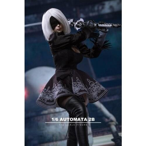 In Stock TF TOYS 1/6 NieR: Automata Samurai Sword 2B YoRHa No. 2 Type B Girl Head Sculpt With Eye Mask Clothing Sets