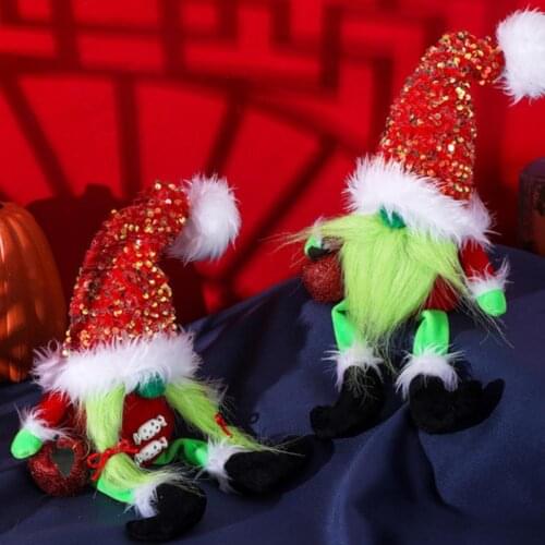 Green Hair Attractive Halloween Faceless Dwarf Toy Wide Application Gnome Doll Compact for Gifts