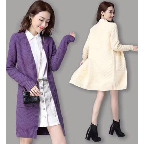 2021 Spring Autumn New Women Korean Knitwear Womens Cardigan Jacket Loose Long Sleeve Pocket Sweater Coat Casual Cardigans Tops