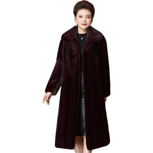 High-quality winter new mink coat women loose mink velvet jacket ladies long plus size whole mink fur parka overcoat female