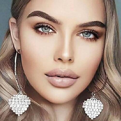 ZHINI Korean Scrub Round Sand Circle Big Hoop Earrings for Women 2021 Fashion Red Crystal Heart Dangle Drop Earring Party Gift