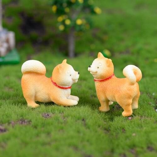 ZOCDOU 1 Piece Creative Bonsai Lovely Small Yellow Dog Perro Animal Small Statue Figurine Crafts Ornament Miniatures Decoration