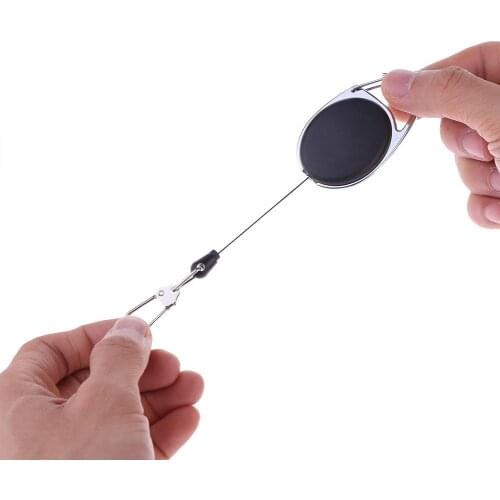 1 Pcs Retractable Key Chain Reel Badge Holder Fly Fishing Zinger Retractor with Quick Release Spring Clip Fishing Accessories