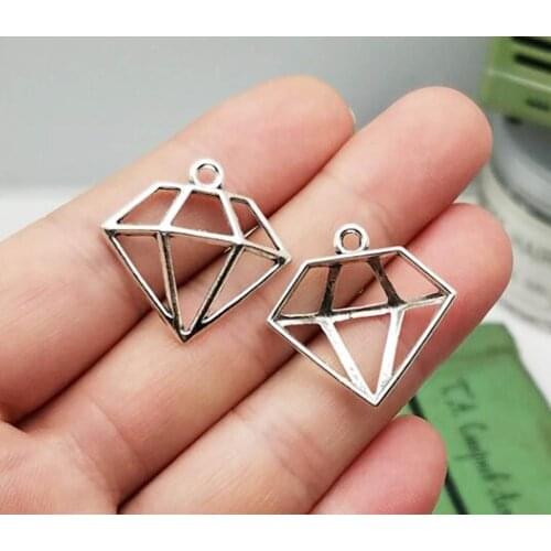 20pcs/lot--26x26mm, Antique Silver plated hollow diamon shaped charms ,DIY supplies, Jewelry accessories