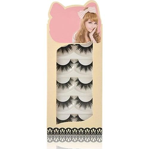 5 Pairs Makeup Lady Thick Long Natural Looking False Eyelashes Fake Eye Lashes