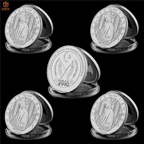 5Pcs/Lot 2016 Ancient Egyptian Mythology Animal Cat God Bastet Silver Plated Animal Souvenir Metal Coin Collection