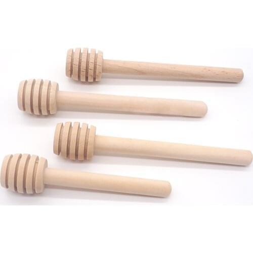 5Pcs High Quality Honey Stir Bar Mixing Handle Jar Spoon Natural Wooden Honey Dipper Wooden Stick Honey Spoons Kitchen Supplies
