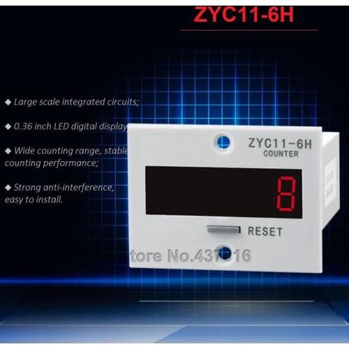 6-digit LED Digital Display Counter Wide Counting Range 10 Years Power-off Memory ZYC11-6H