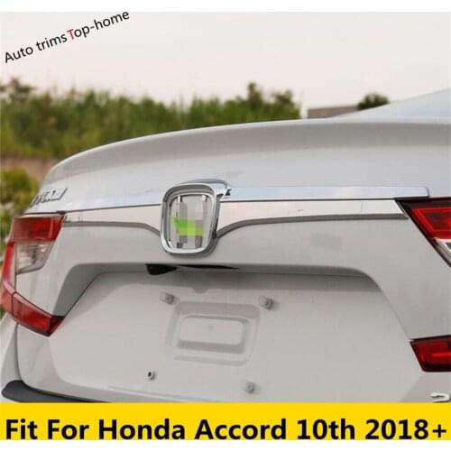 Yimaautotrims Rear Tailgate Trunk Door Strip Protect Bezel Cover Trim For Honda Accord 10th 2018 - 2021 Carbon Fiber Look ABS