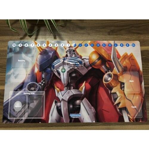 Anime Digimon Duel Playmat Omegamon Trading Card Game Mat DTCG CCG Mat Mouse Desk Pad TCG Gaming Play Mat & Card Zones Free Bag