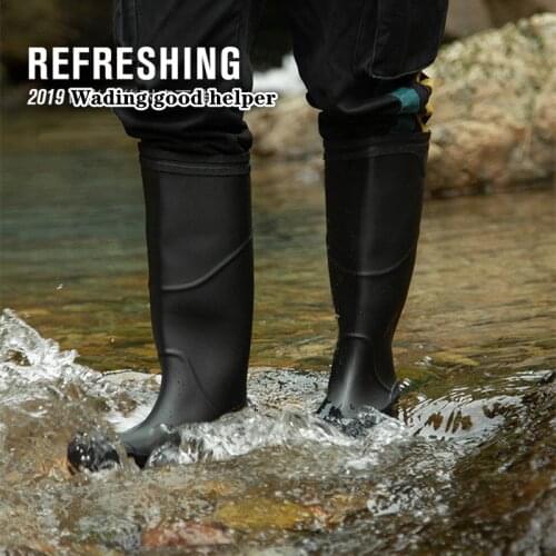 40cm large size Waterproof Boots PVC Rubber soles Non-slip Men Fishing Waders Rain Water Garden Wading Wellies Miner shoes Work