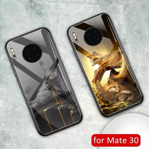 New case for huawei mate 30 animal fox glass hard back mate 30 cover case for mate 30