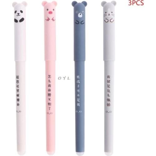 Kawaii Pig Panda Mouse Bear Cartoon Gel Pen Erasable for School Office Supplies Stationery Student with 0.35mm blue ink