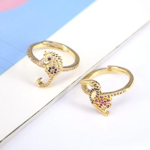 10PCS, New Trendy Seahorse / Bird Ring Luxury CZ Finger Rings Party Female Rings Animal Jewelry