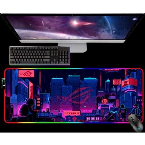 RGB City ASUS Rog Mouse Pad LOGO Mousepad Keyboard Mat LED Mause Pad Rubber No-slip with Backlit Tapis De Souris 25X35 Mouse Mat