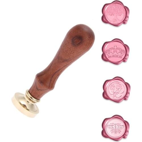 Brass Seal Stamp Heads Wooden Handle DIY Envelope Wax Sealing Kits for Christmas Wedding Invitation Card Gift Scrapbooking