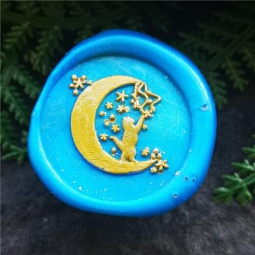 Moon star cat Wax Seal Stamp, Wedding Wax seals stamp, moon Wax Stamp custom invitation wax seal kit, decor wax seal stamp kit