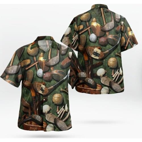 Golf 3D Beach Hawaiian 2021 Summer Men Shirt Short Sleeve Shirt Retro Streetwear Oversized 5XL Camisa Social Chemise Homme-502